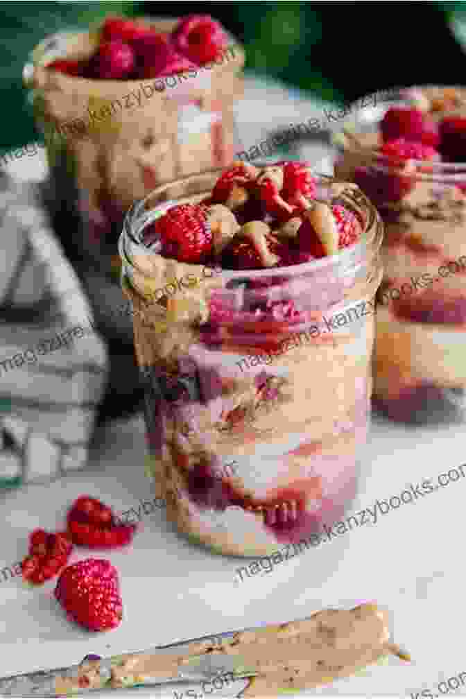 A Photo Of A Jar Of Dessert Overnight Oats, Topped With Whipped Cream, Chocolate Chips, And Chopped Strawberries. The No Cook Skinny Delicious Nutritious Overnight Oats In A Jar Cookbook