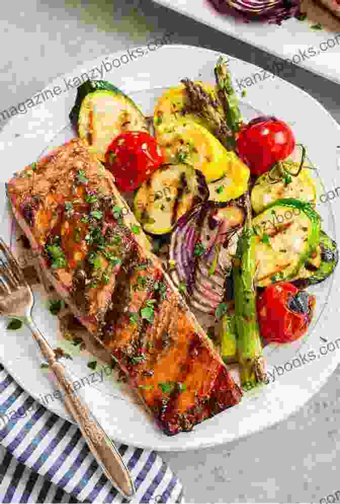 A Plate Of Grilled Salmon With Roasted Broccoli, Carrots, And Potatoes THE ULTIMATE ECZEMA DIET COOKBOOK