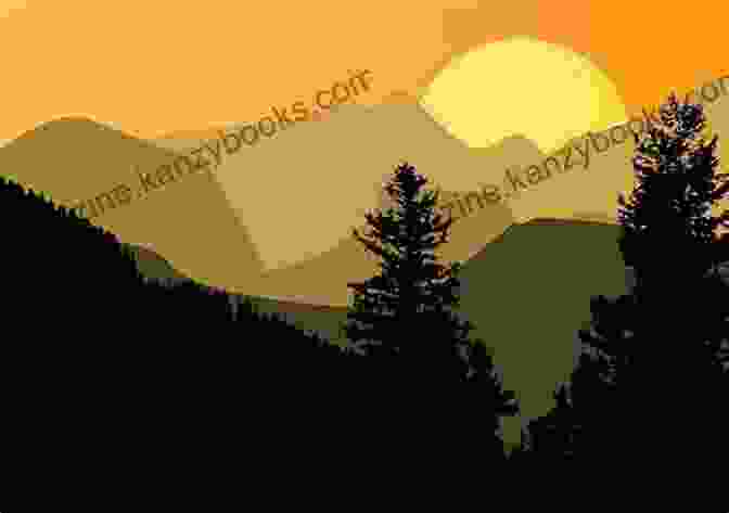 A Vibrant And Evocative Sunset Over A Mountain Range, With A Silhouette Of A Young Girl Standing On A Rocky Outcrop. Shadow On The Mountain Margi Preus