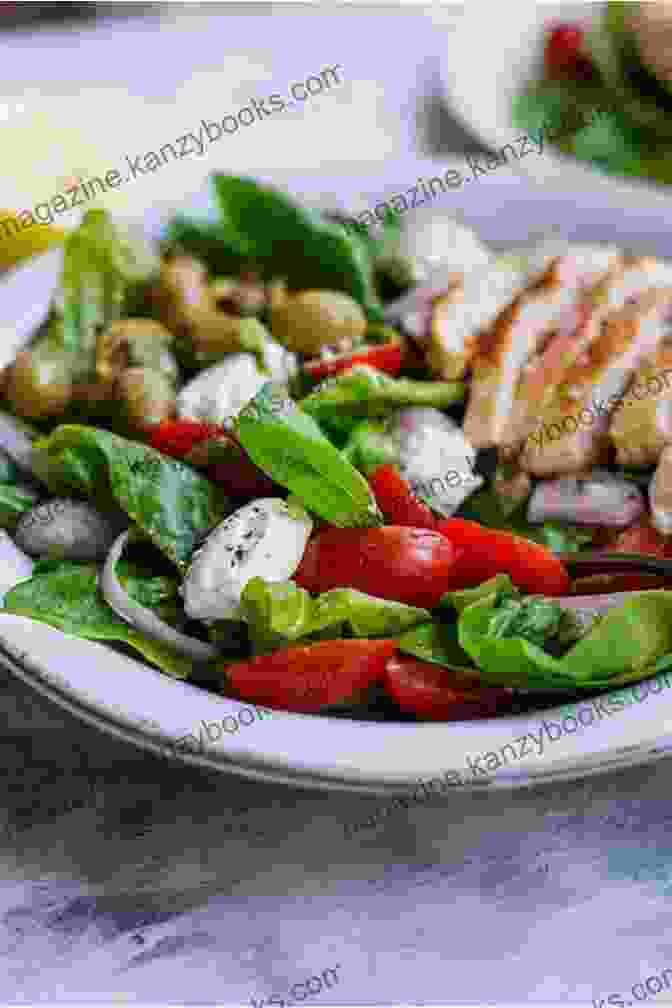 Colorful Keto Grilled Chicken Salad Adorned With Bacon Bits And Blue Cheese Crumbles KETO DIET COOKBOOK FOR BEGINNERS: 300+ EASY KETOGENIC RECIPES FOR WEIGHT LOSS