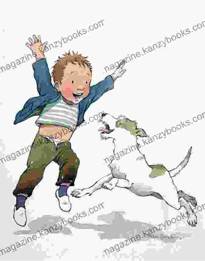 Illustration Of The Two Adventurers, A Little Boy And His Dog, Encountering A Mischievous Squirrel. We Re Going On A Goon Hunt